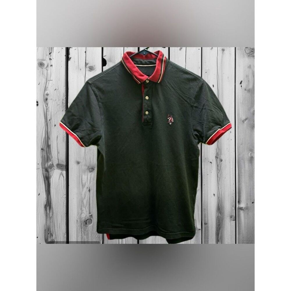 U.S. Polo Assn. Men’s Black Polo with Red Trim S